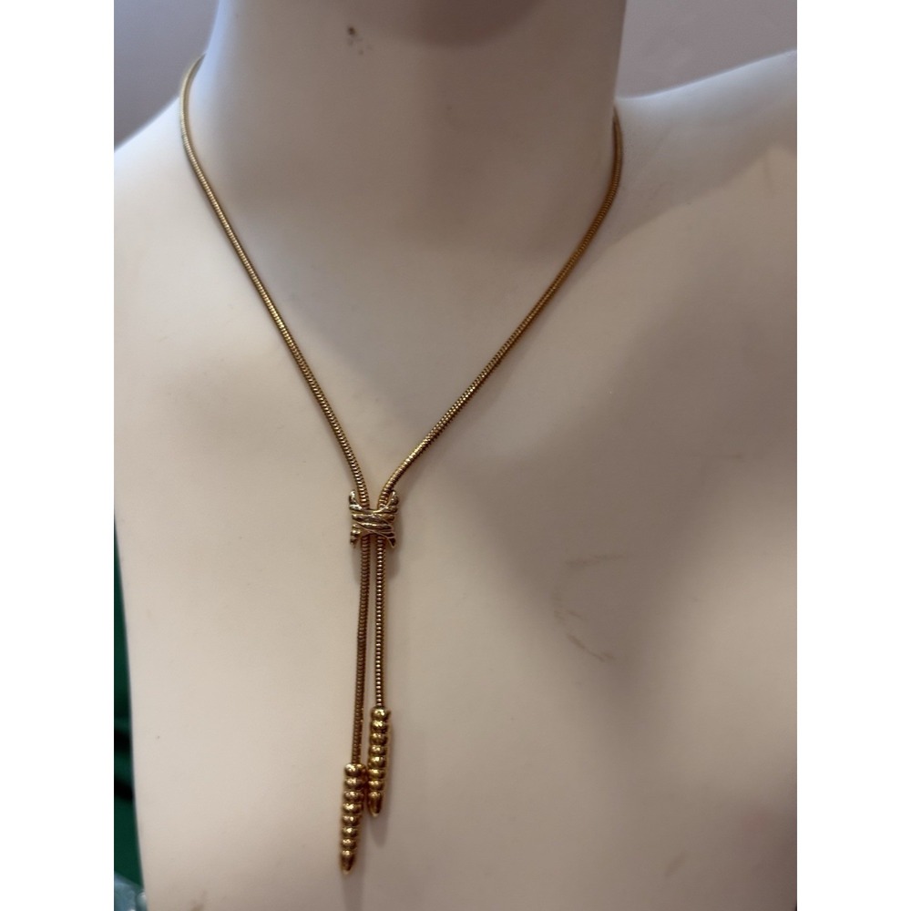 ELEGANT GOLD TONE SMOOTH SNAKE CHAIN CHOKER NECKLACE SIGNED ARTISTRY!